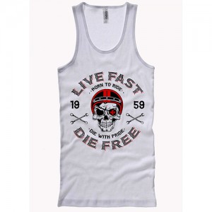 Dragstrip Clothing LIve Fast Die Free White Wife Beater